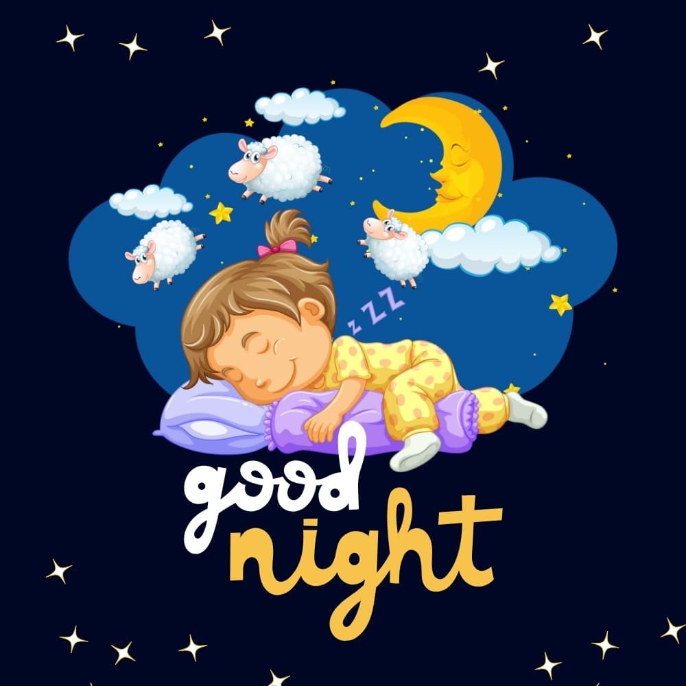 good-night2 Cute little girl sleep in night